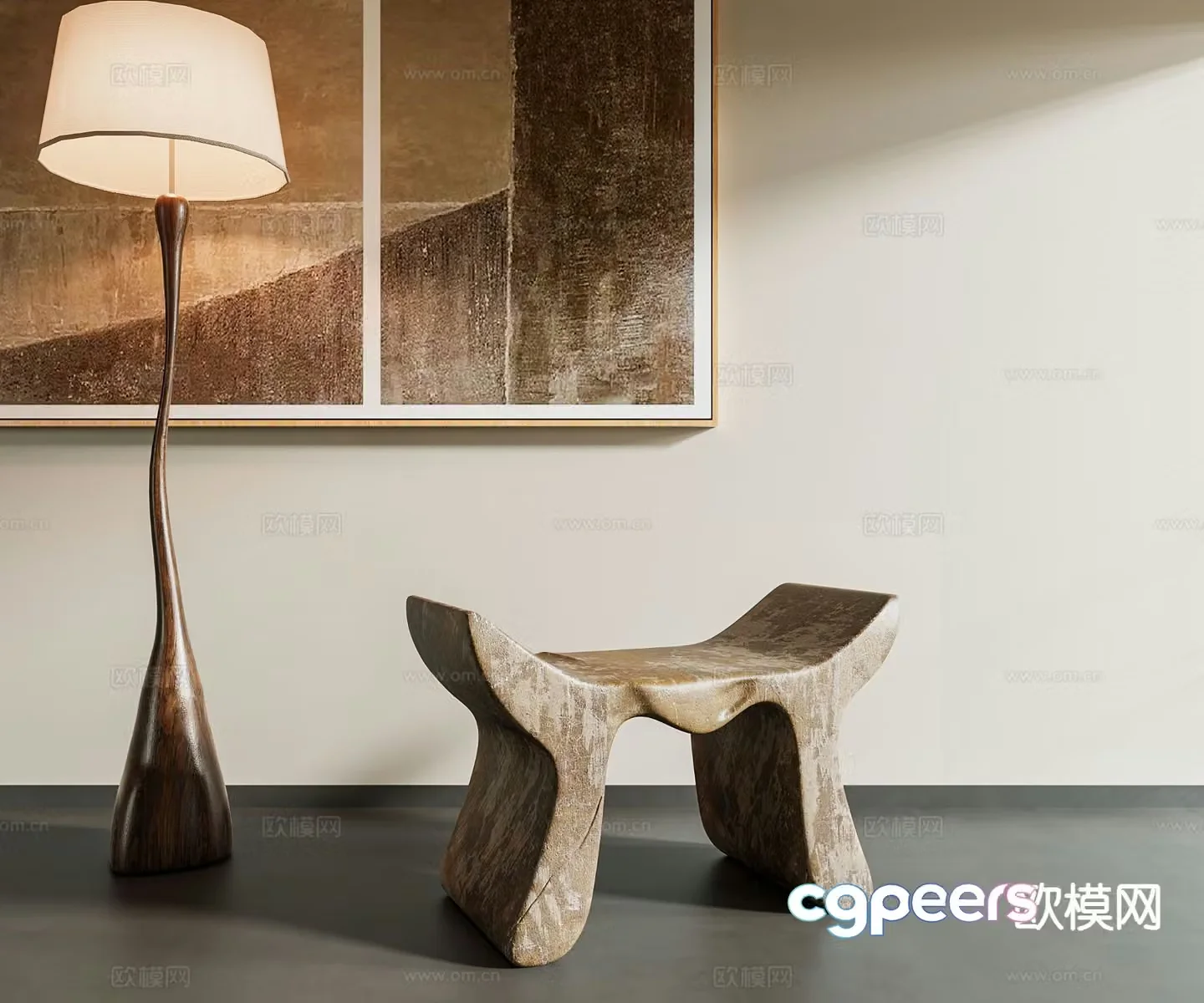 Wabi-sabi stool low stool shoe changing stool 3D model