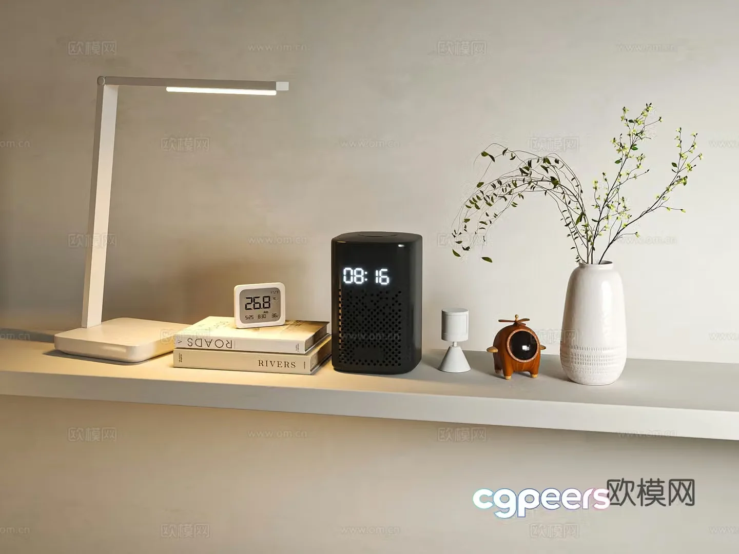 Xiaomi audio desk lamp smart alarm clock office ornament combination 3D model