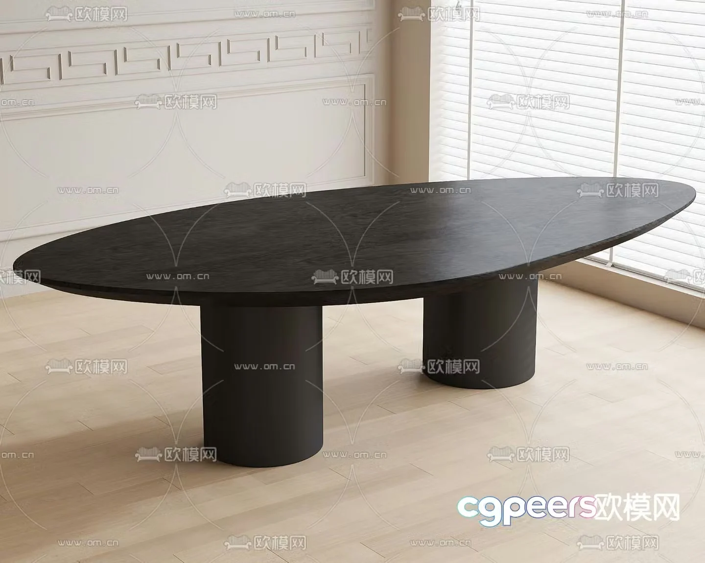 Modern dining table oval dining table 3d model
