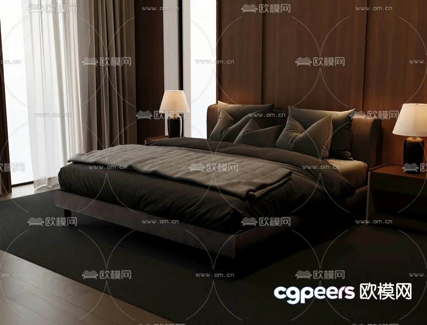 Italian double bed 3d model