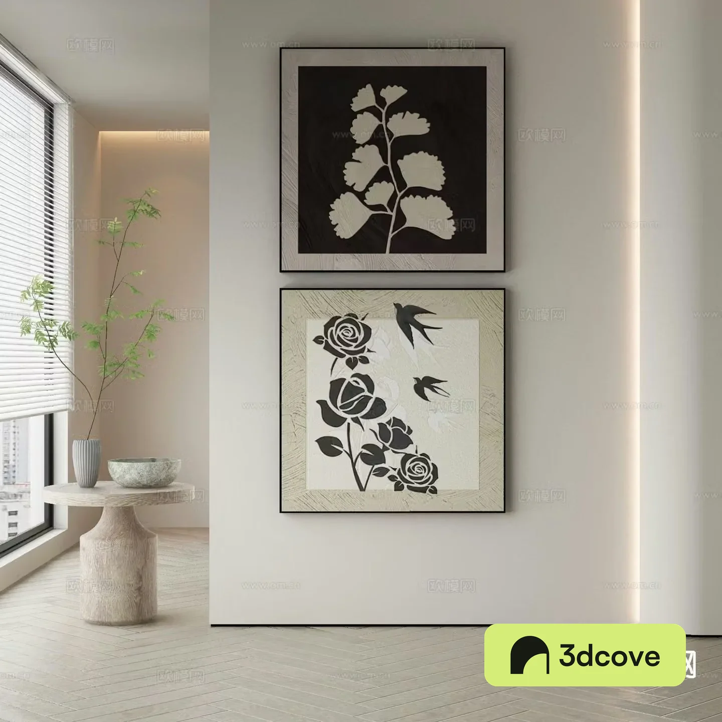 Wabi-sabi art painting plant painting decorative painting