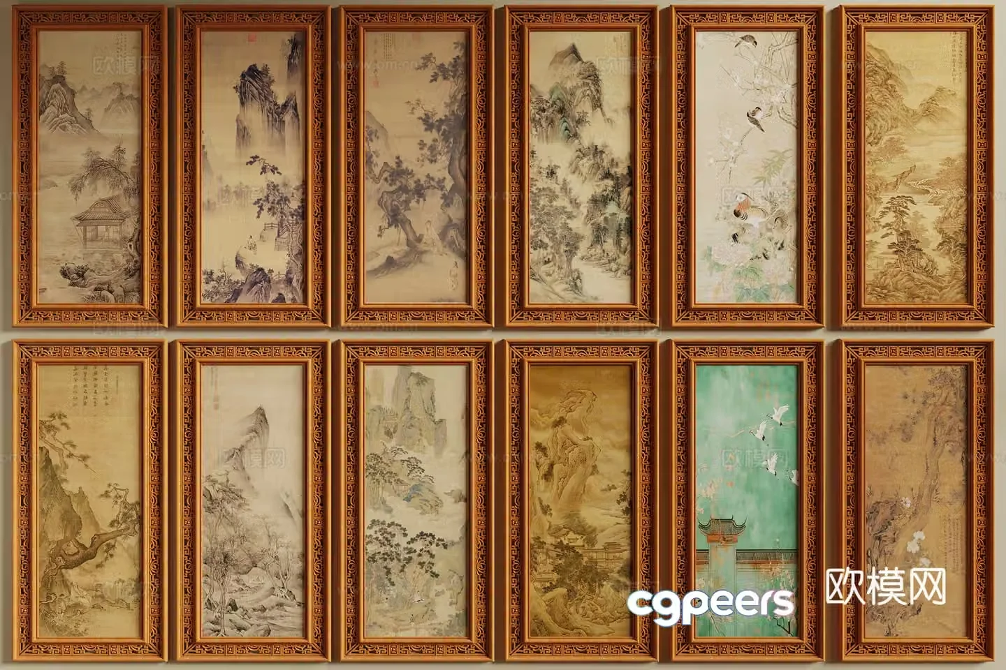 New Chinese style hanging painting 3D model