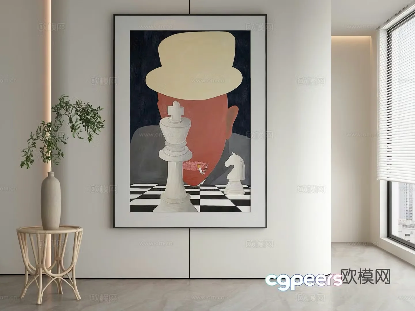 Modern decorative painting abstract painting hanging painting 3d model
