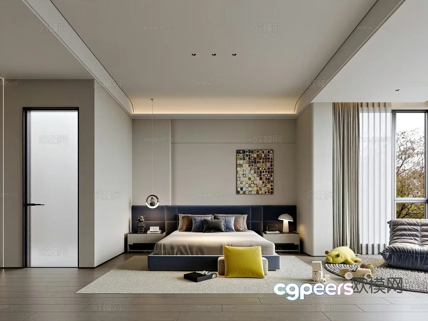 Modern style home bedroom 3d model