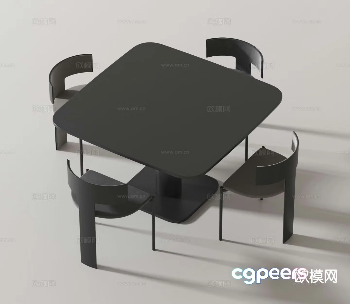 Modern leisure tables and chairs square table 3d model