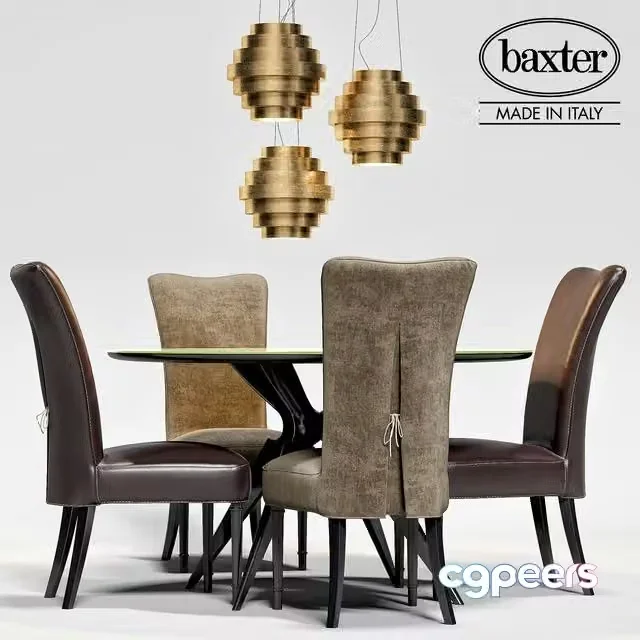 3ds Max Free – Baxter table LIQUID LUNCH, LEVANTE chair, lamp GUGGIE
