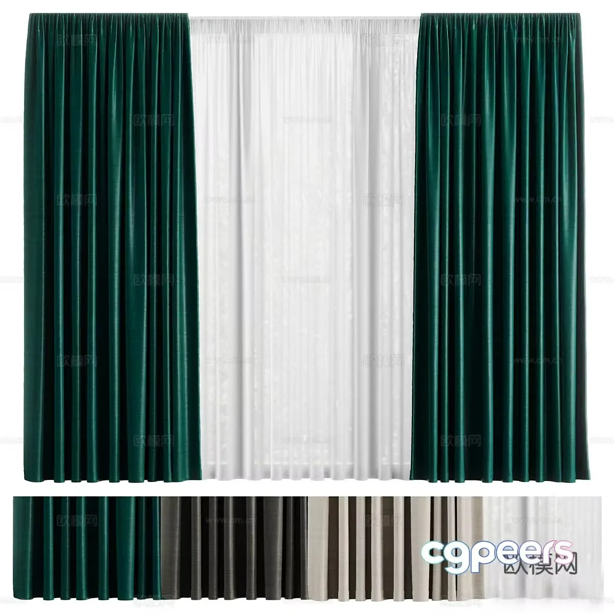 Curtains and tulle Curtain Set 023d Model