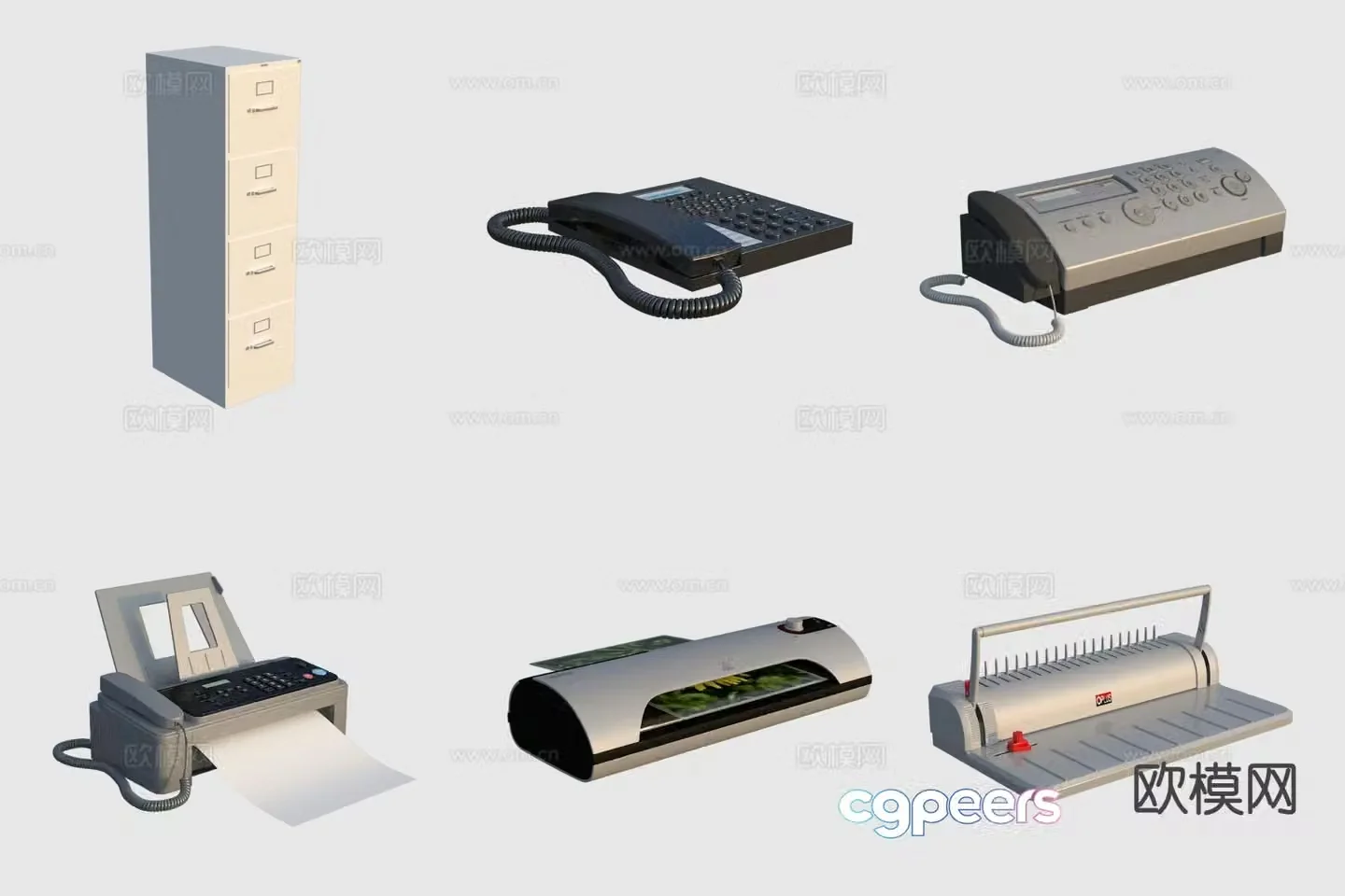 office equipment office equipment telephone printer fax machine 3d model
