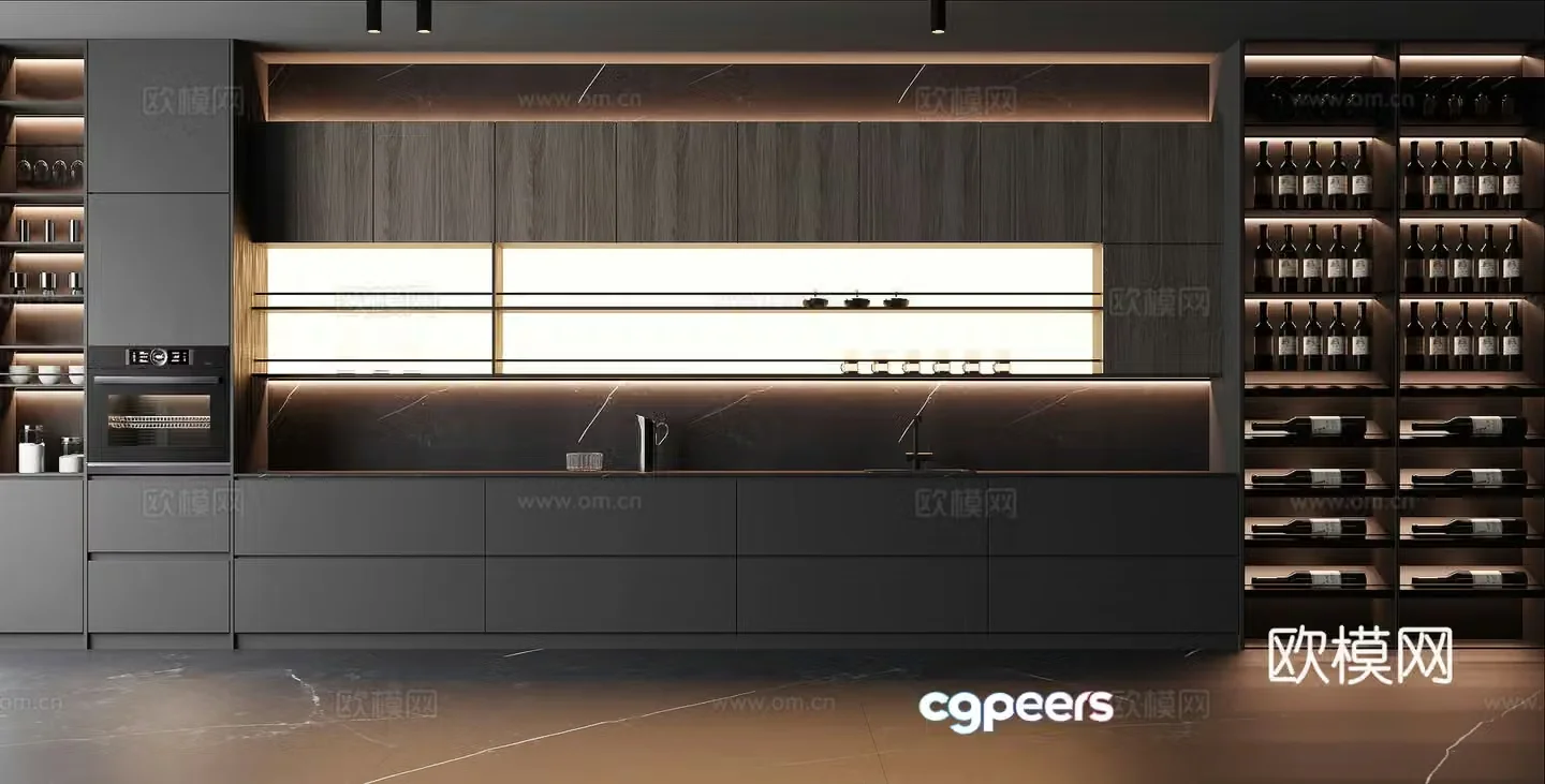 Modern wine cabinet side cabinet 3D model