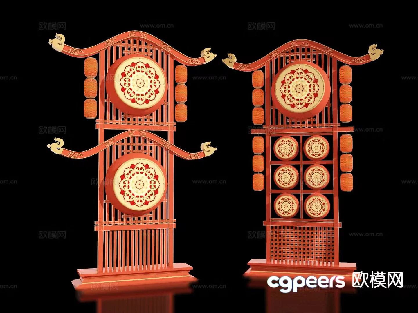 New Chinese style outdoor lantern device Meichen check-in 3D model