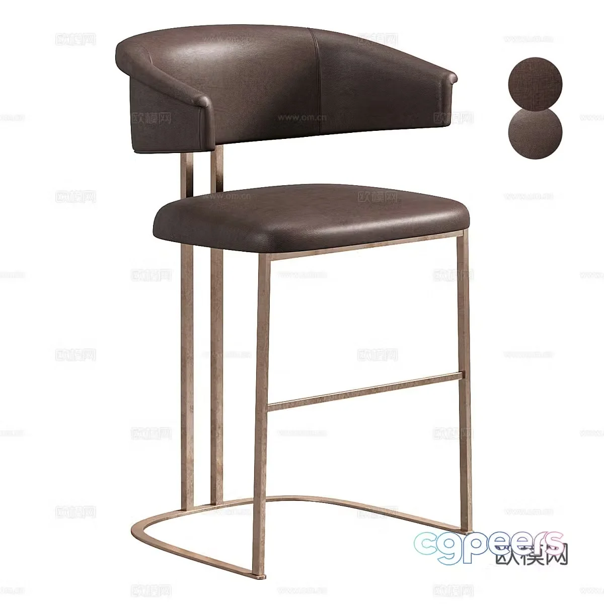 Modern Italian light luxury bar chair 3D model