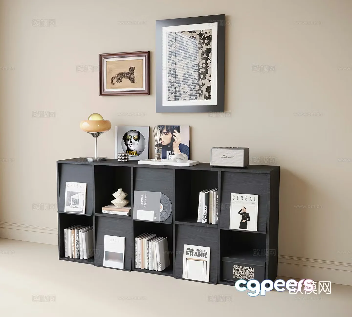 French low bookcase entrance cabinet side cabinet magazine cabinet 3D model