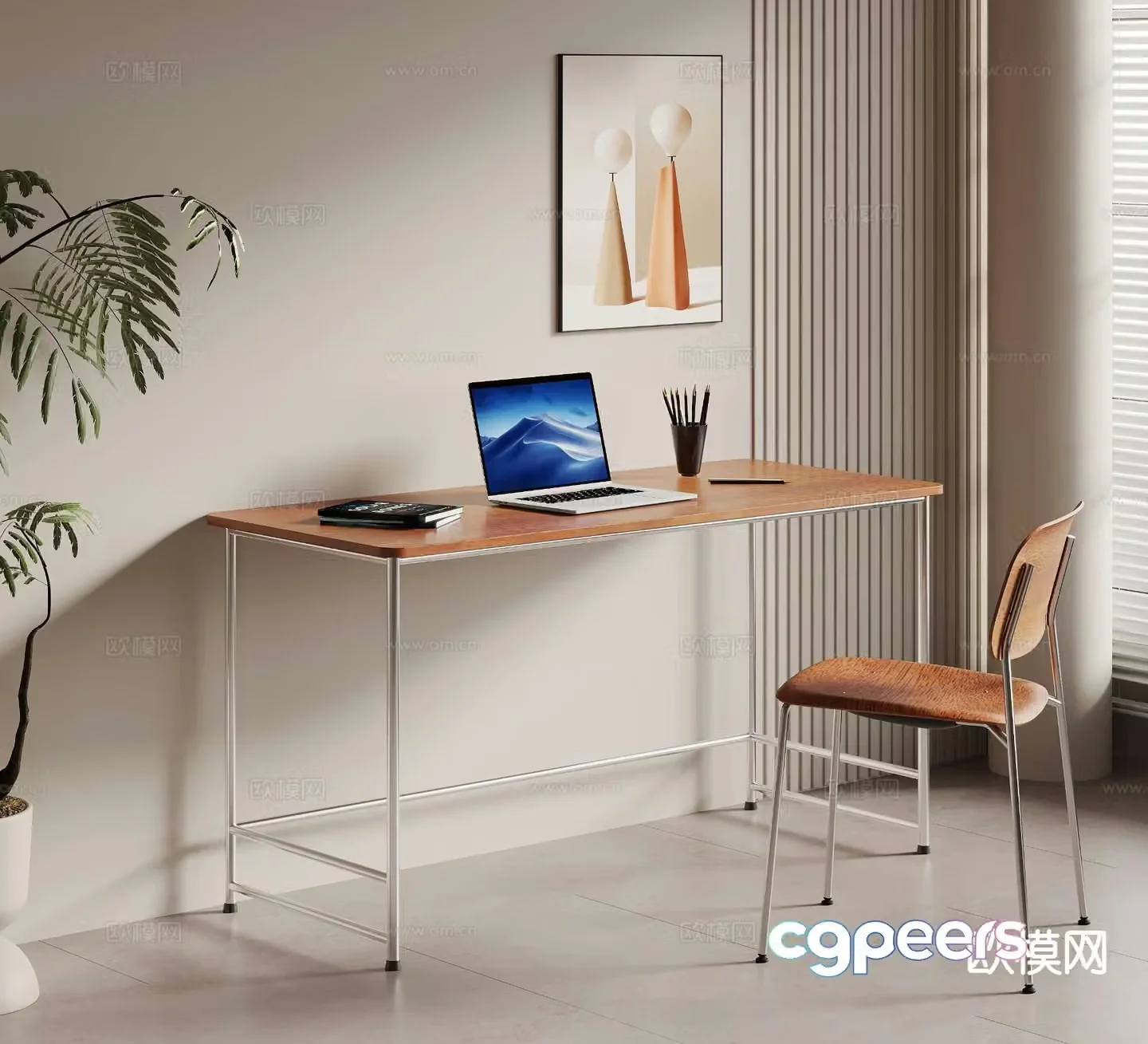 Medieval style writing desk computer desk 3d model