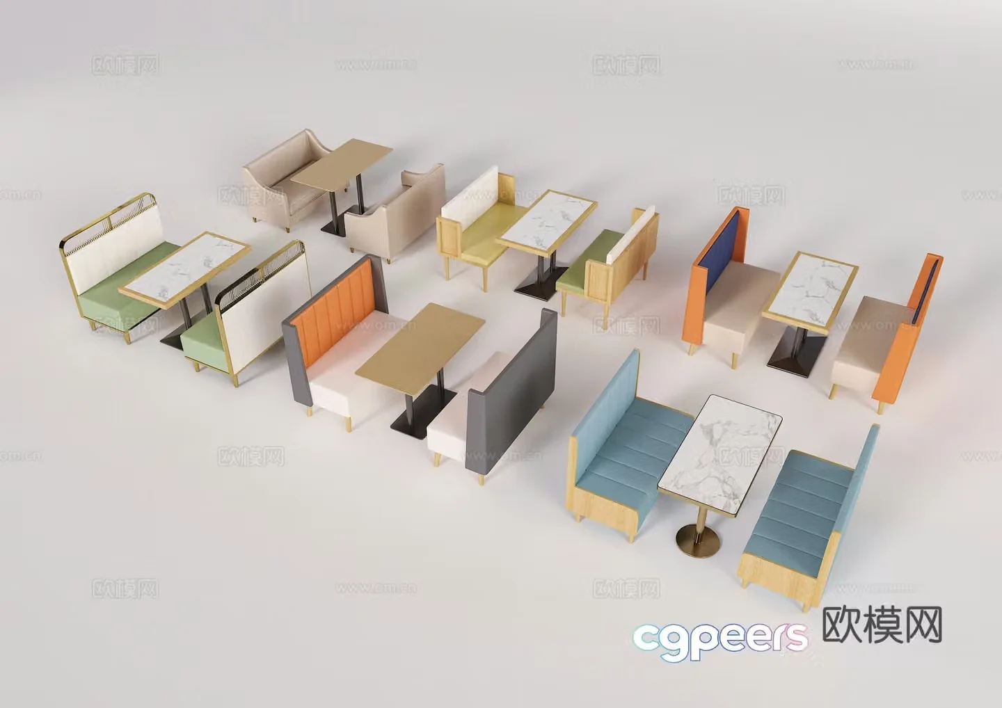 Catering card holder Sofa Sofa Card holder Leisure sofa Double card holder Dining table and chair combination 3D model