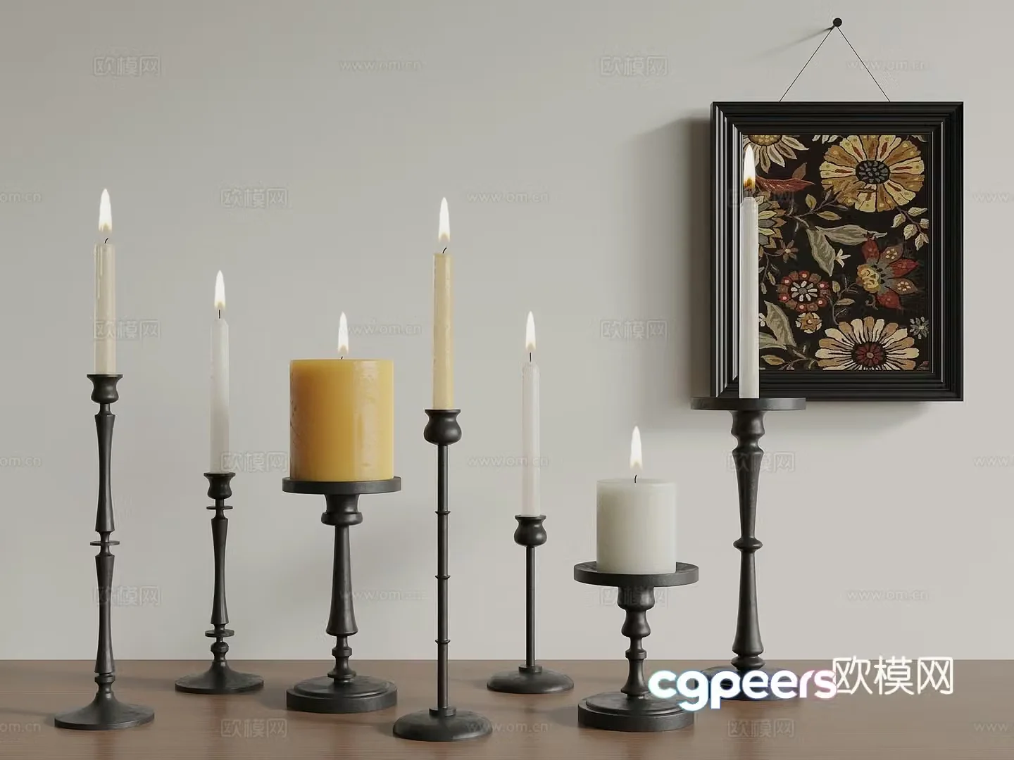 French retro candlestick candle book ornament 3d model