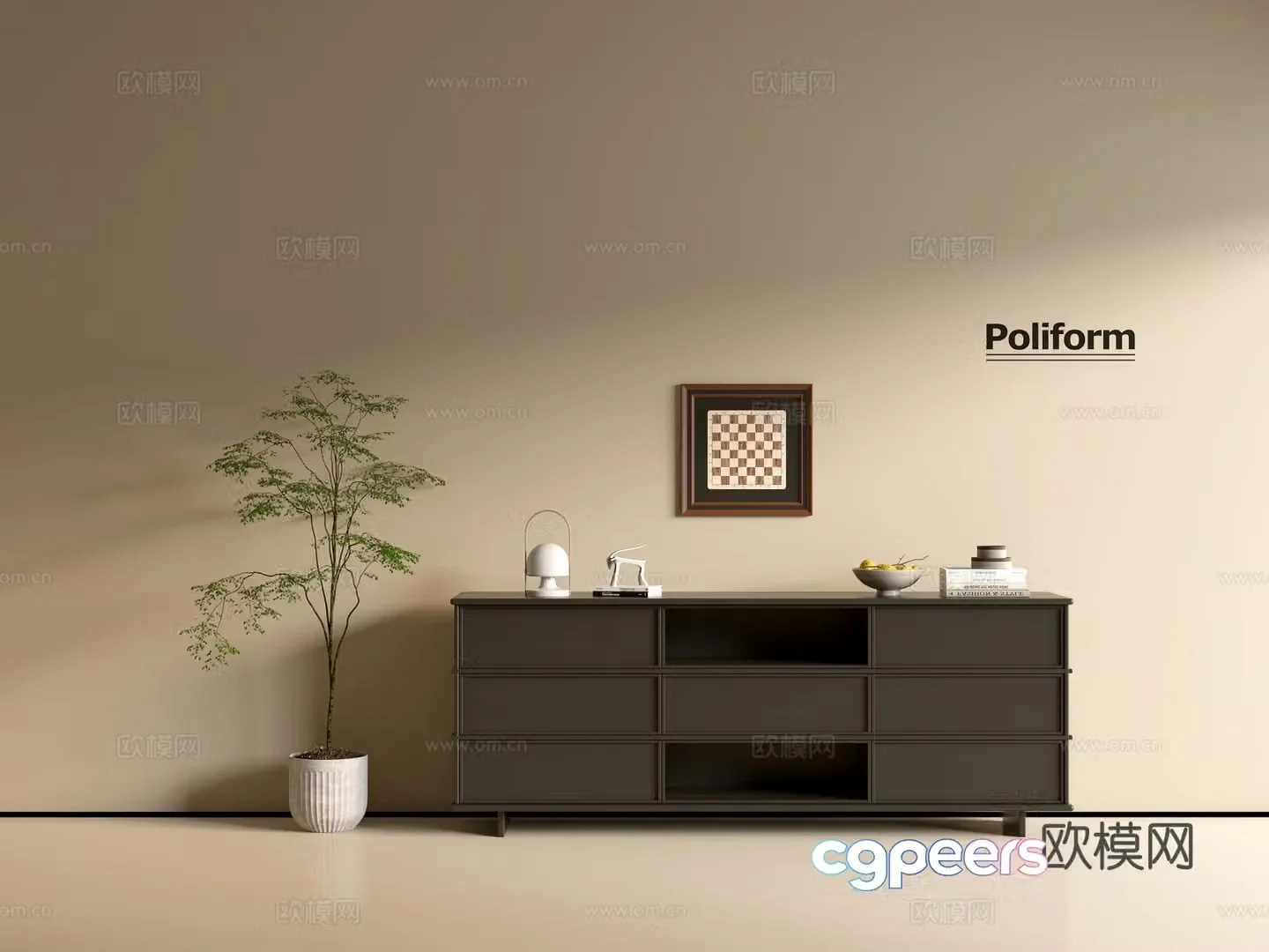 Modern black cabinet ins wind side cabinet chest cabinet low cabinet whole cabinet dining side cabinet balcony cabinet 3d model