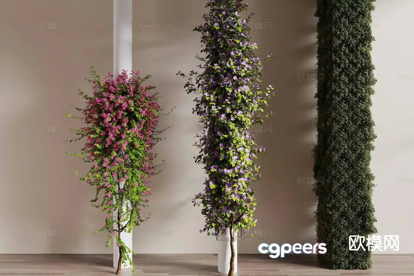 vine climbing ivy decorative column 3d model