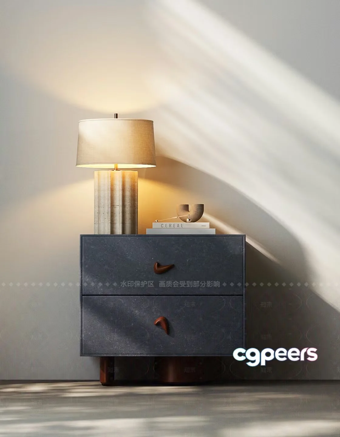 Modern Nightstand With Lamp 3D Model – 18612 – VRAY Render