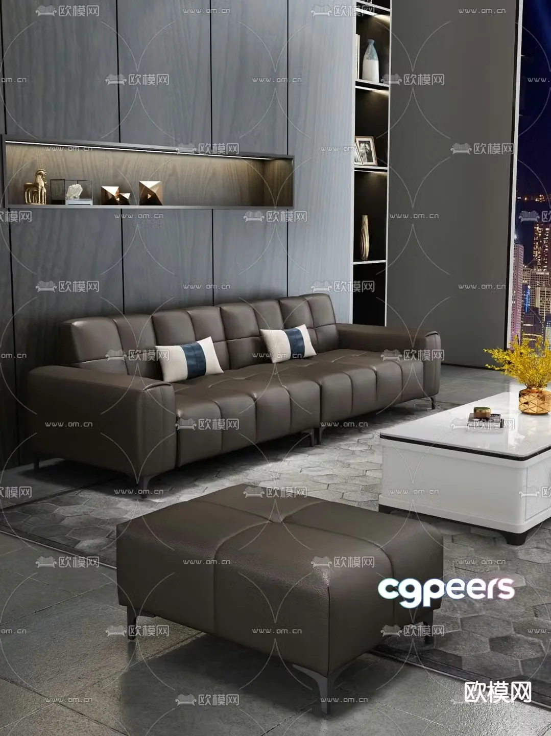 Modular sofa leather sofa 3d model