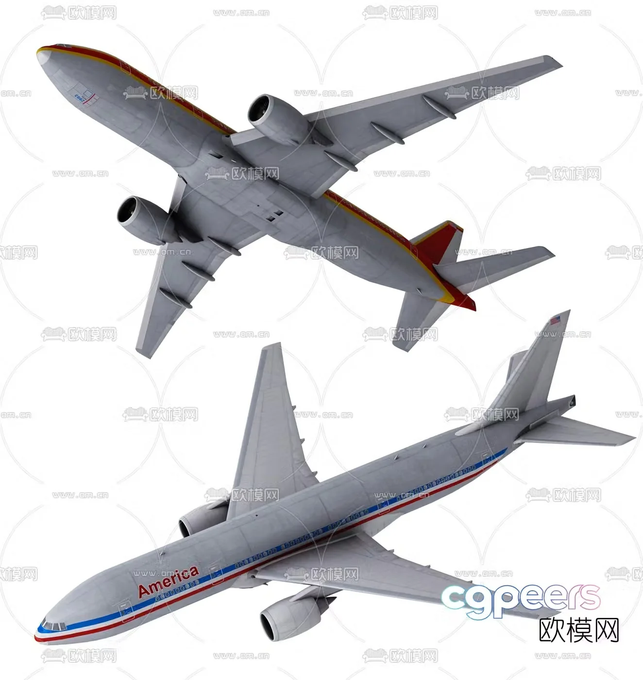 Modern Boeing 747 passenger aircraft model airplane toy 3d model