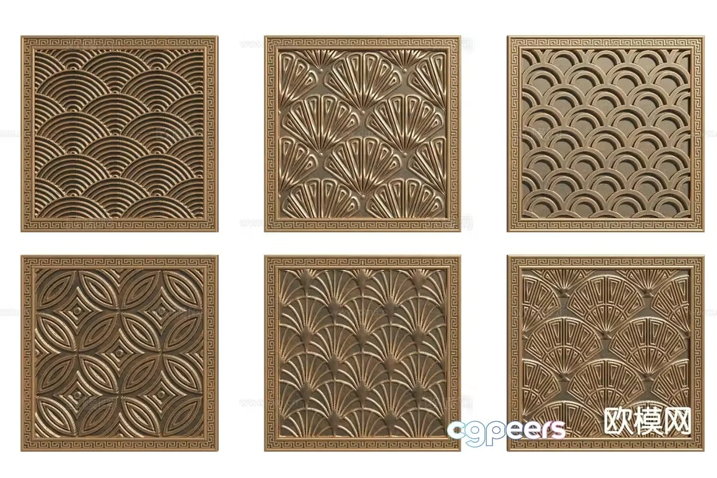Copper plate carving relief carving 3d model