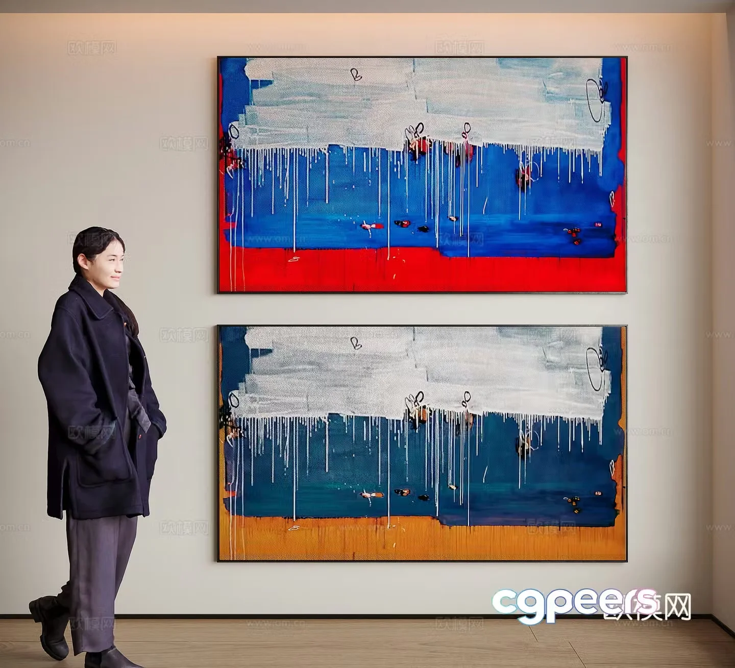 Modern minimalist decorative painting 3d model
