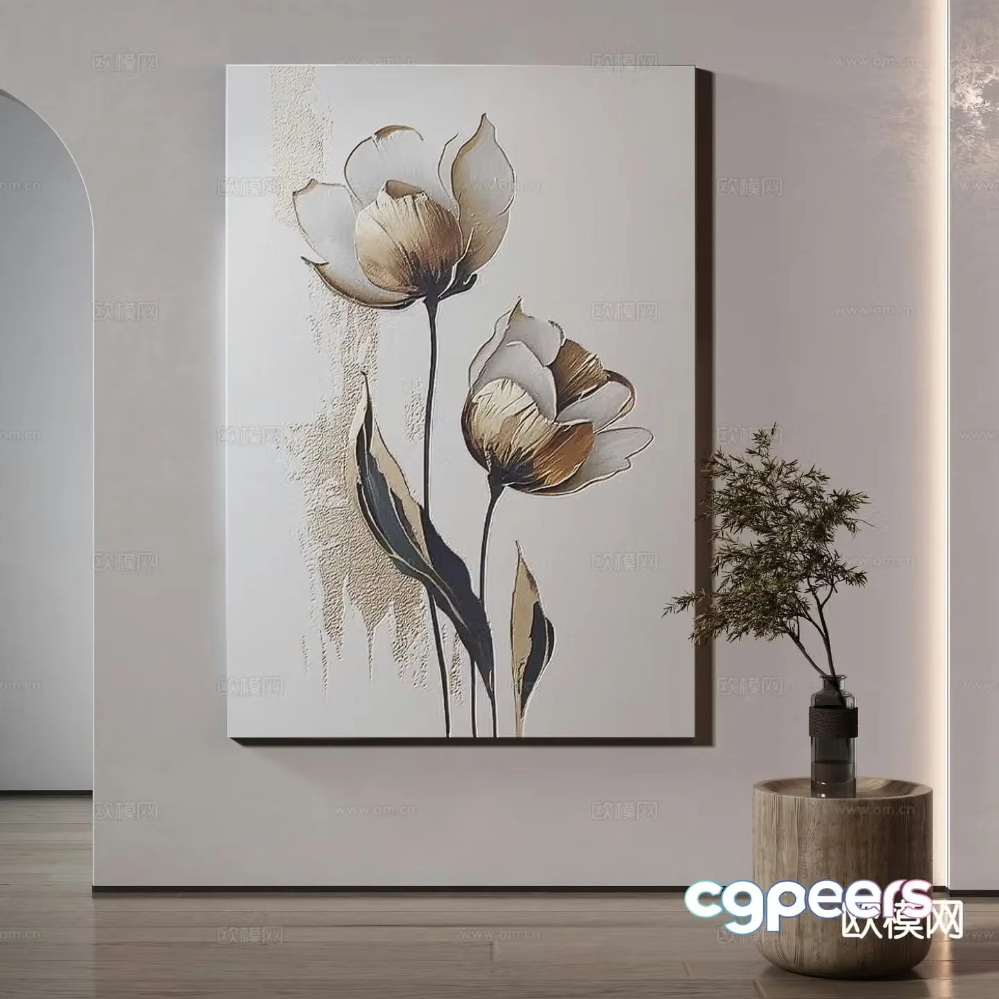 Modern flower painting decorative painting 3d model