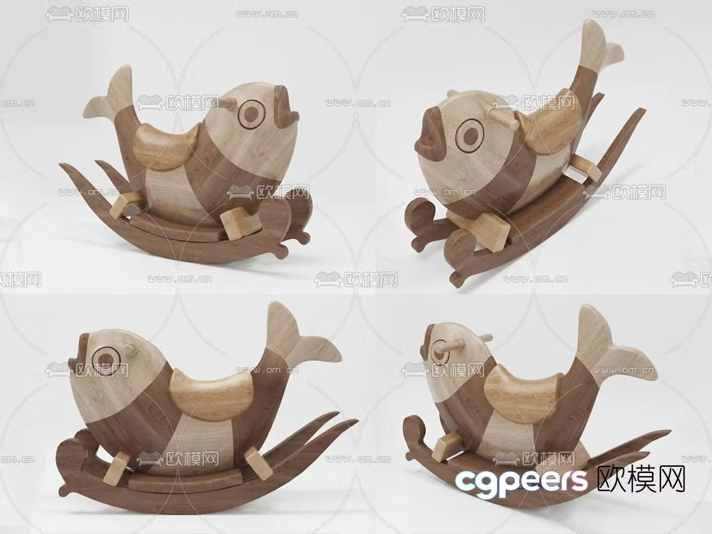 Modern carp children’s rocking chair toy 3d model