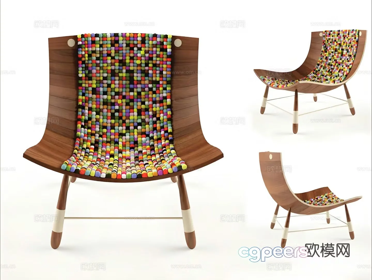 Nordic chair leisure chair 3d model
