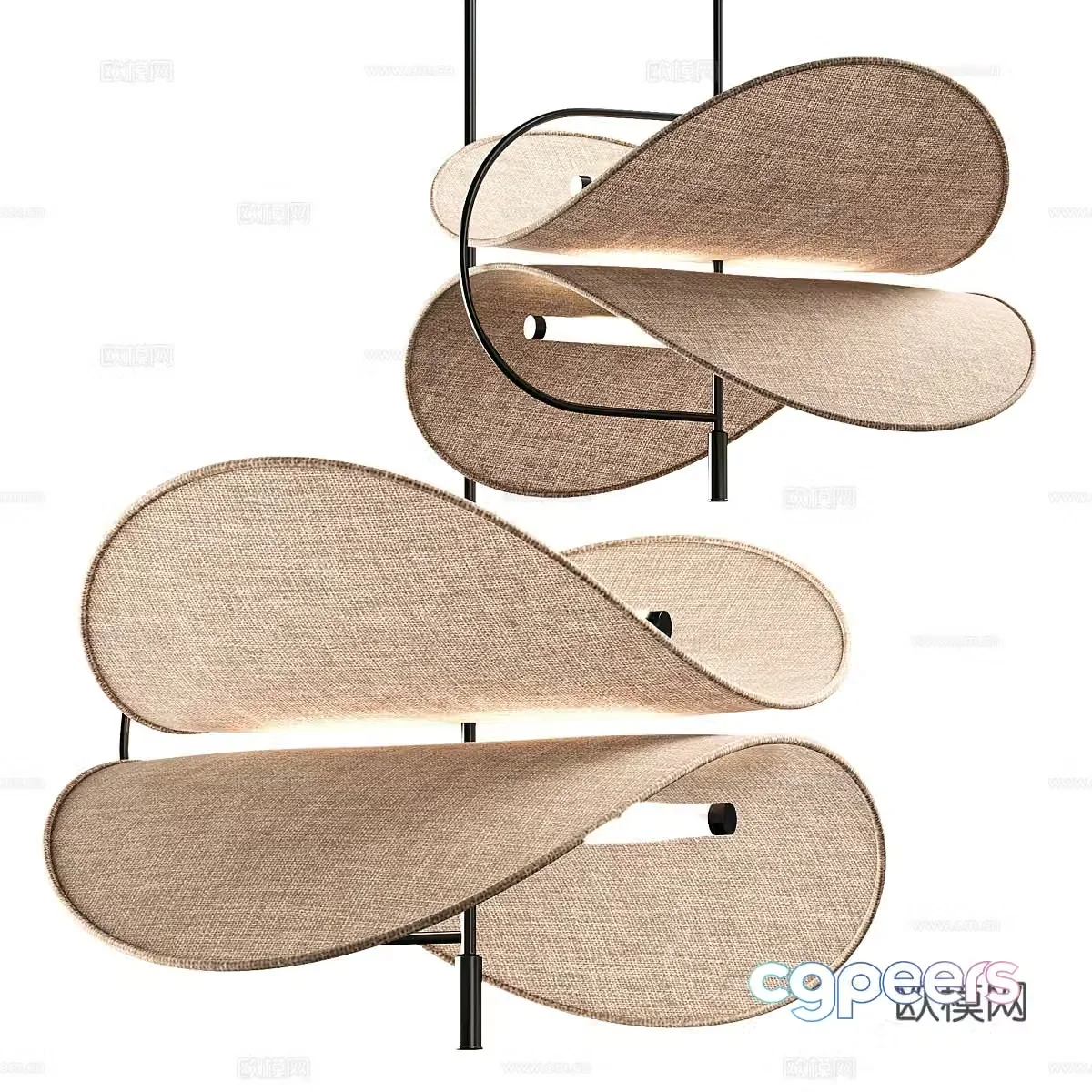 New Chinese style Wasabi Bonnie rattan chandelier 3D model