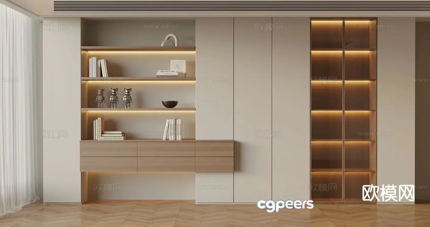 Log style bookcase modern bookcase 3d model