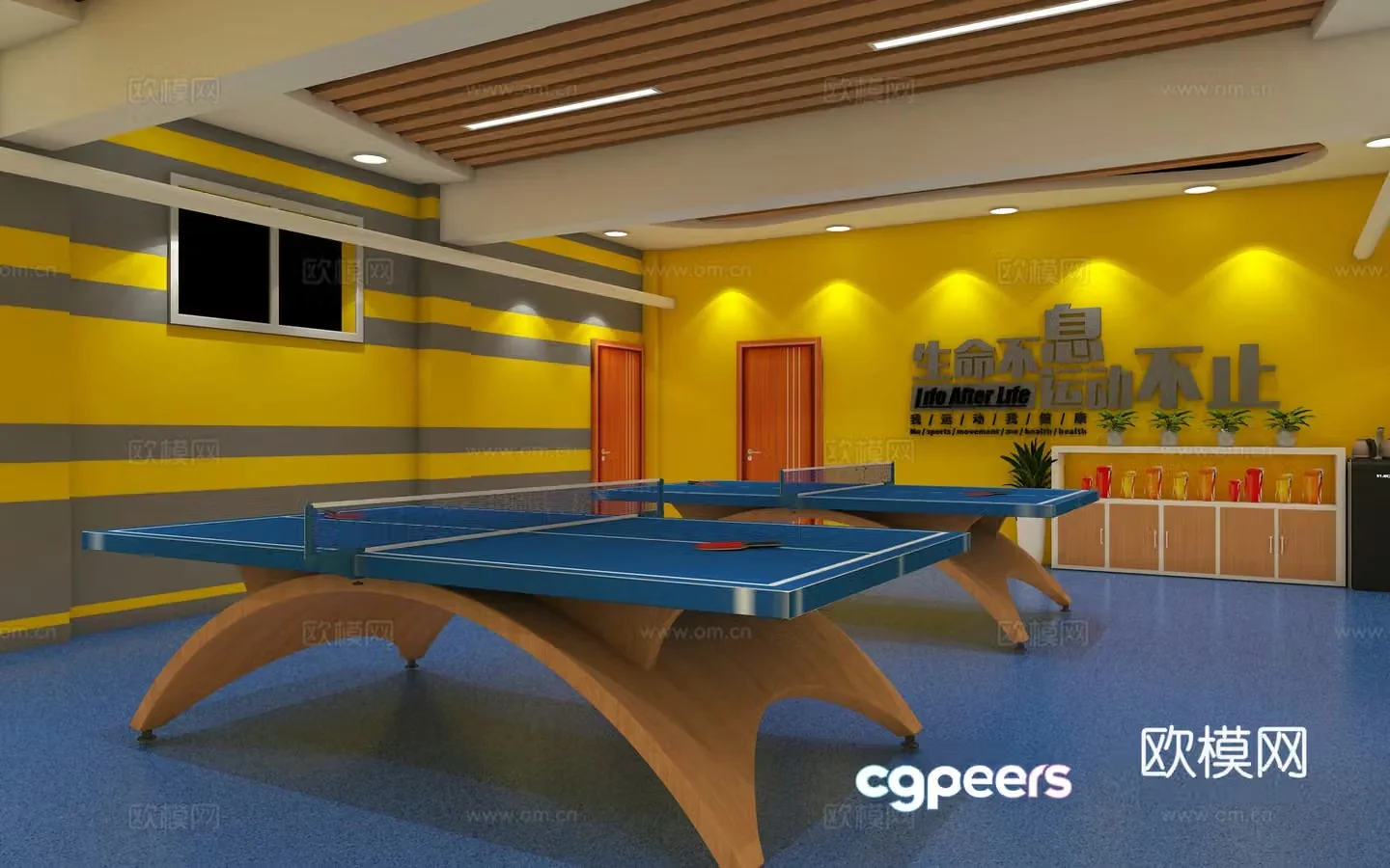 Modern table tennis room 3d model
