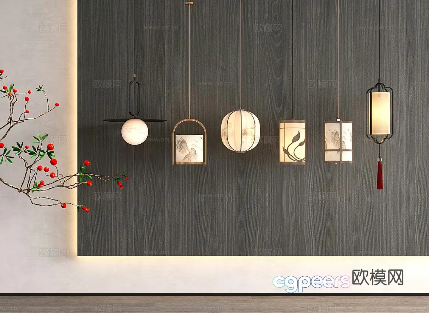 New Chinese Zen Chandelier Small Chandelier Lantern Chandelier Bedside Chandelier Restaurant 3D Model
