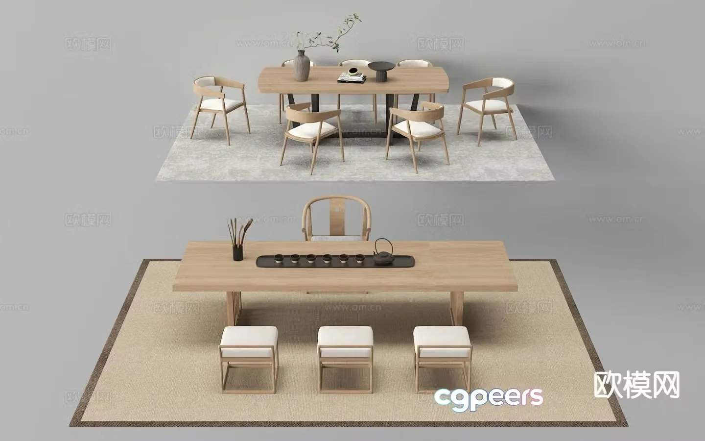 New Chinese style tea table tea table 3d model