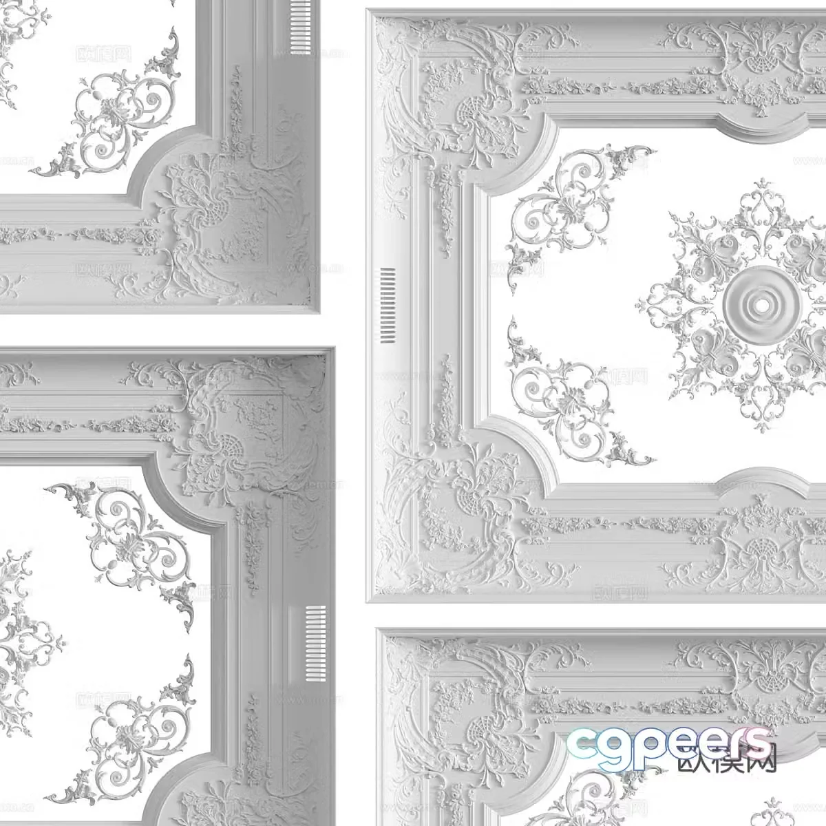 European style simple carved ceiling ceiling carved ceiling decorative carved ceiling 3D model