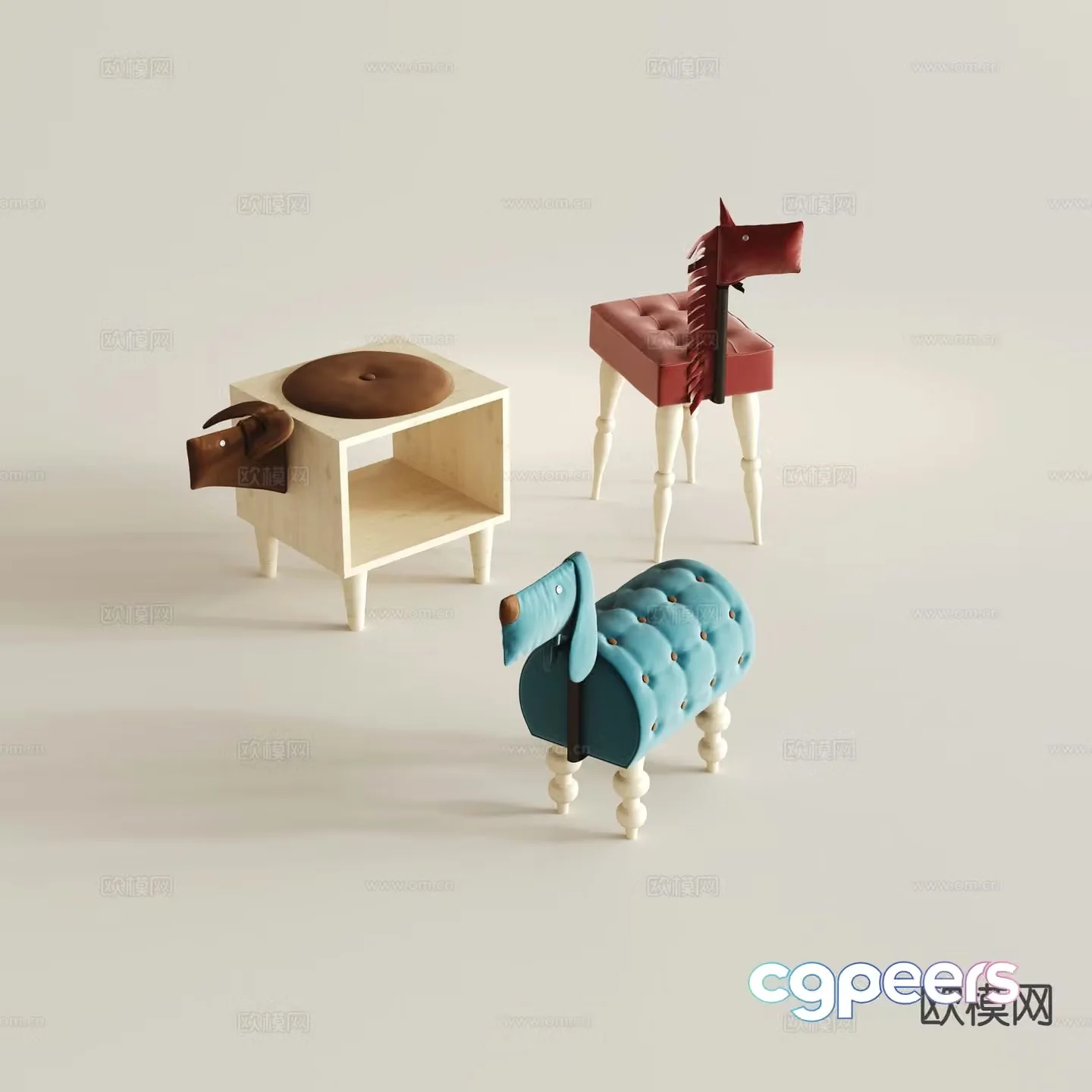 Children’s cartoon chair animal stool 3d model