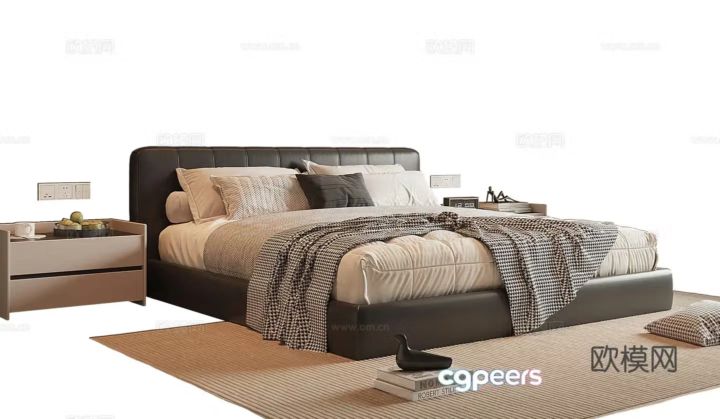 Italian double bed 3d model