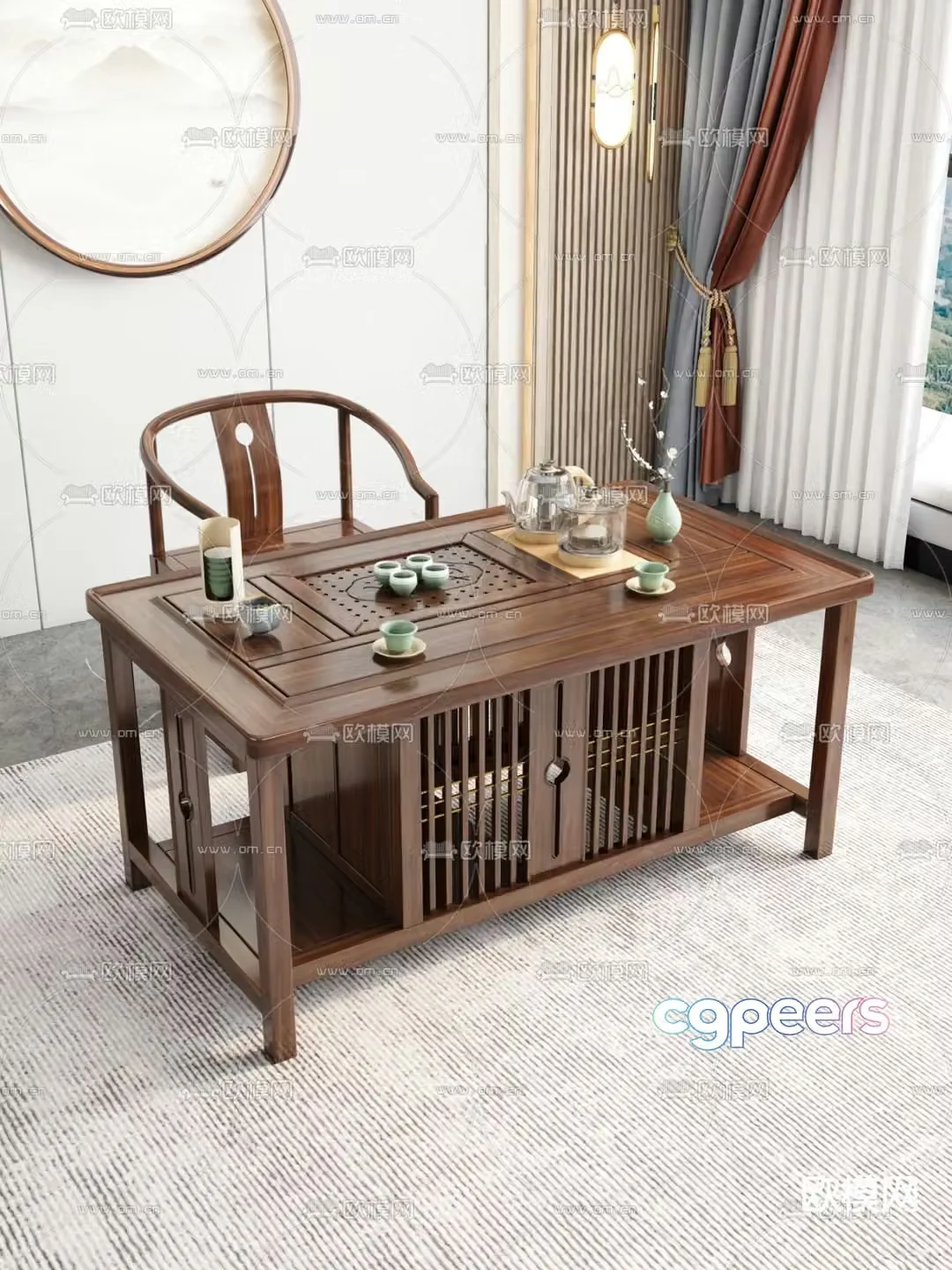 Chinese tea table tea table 3d model