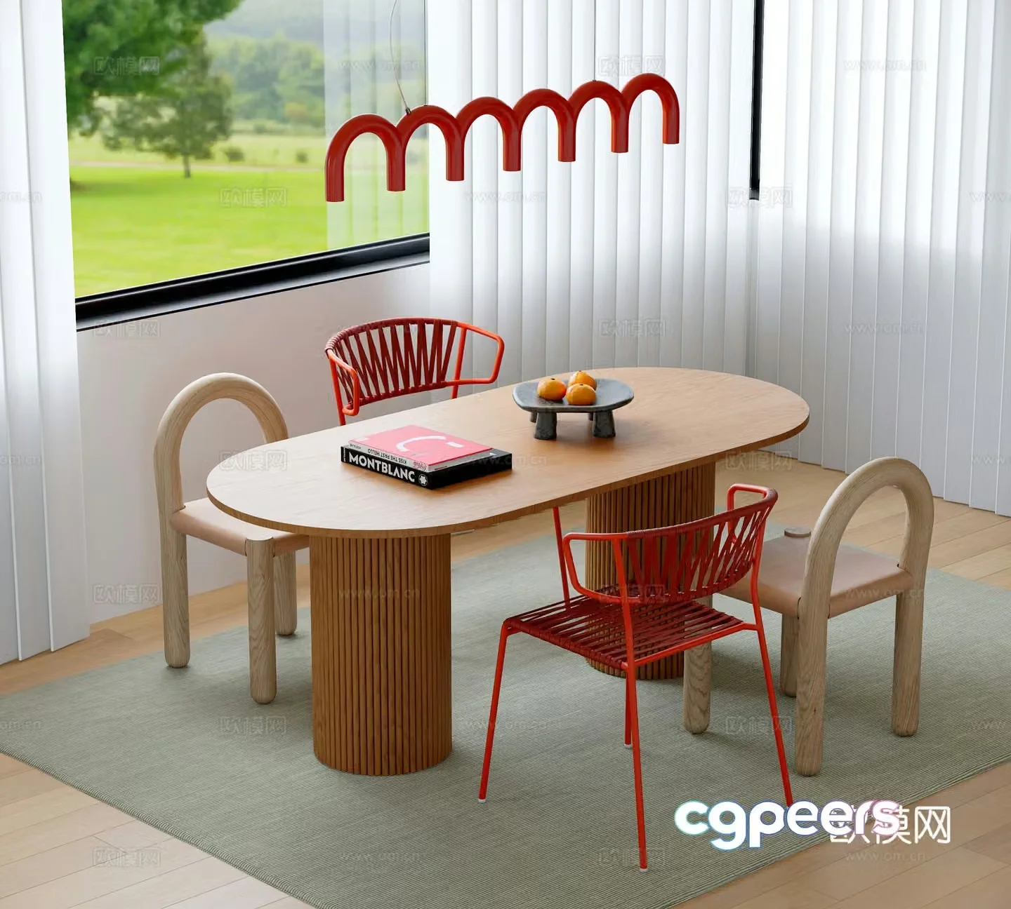 Modern dining table and chair 3d model