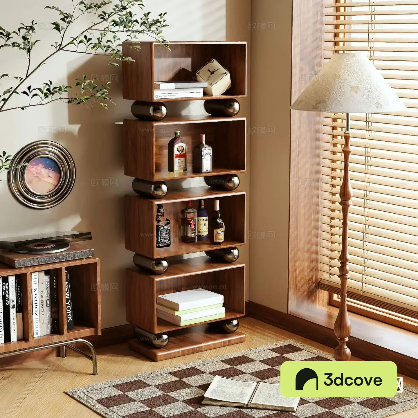 Log style bookshelf shelf