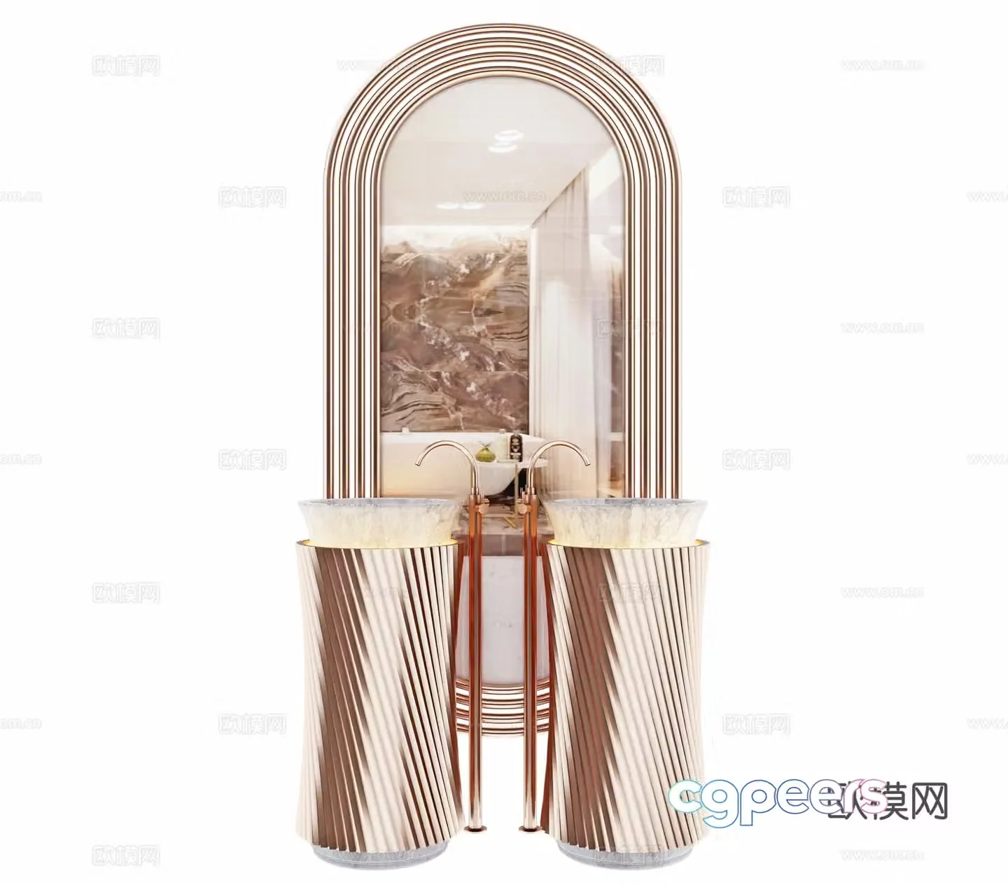 Simplified European hand sink double basin hand sink faucet hotel hand sink public hand sink bathroom 3D model