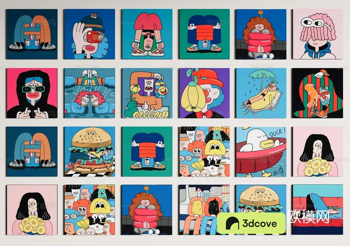 Modern hanging paintings cartoon decorative painting combination children hanging paintings photo wall borderless
