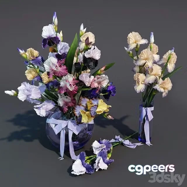 3ds Max Free – Irises (bouquet in a vases)