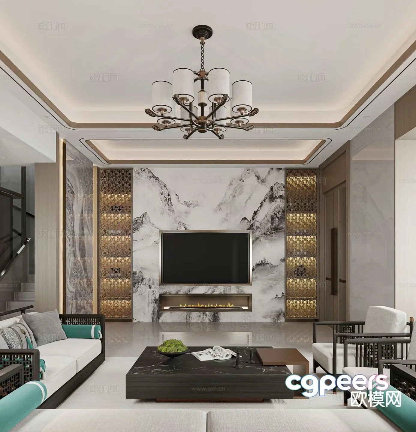 New Chinese style living room 3d model