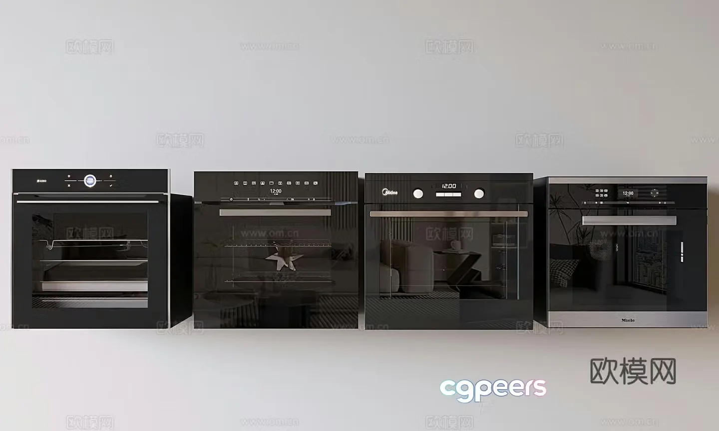 Modern built-in oven steamer kitchen appliance steaming and baking integrated 3D model