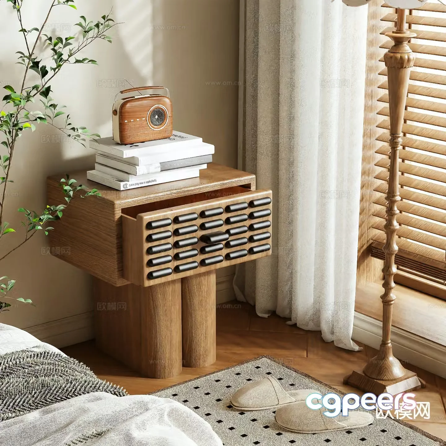 Medieval style bedside table 3d model