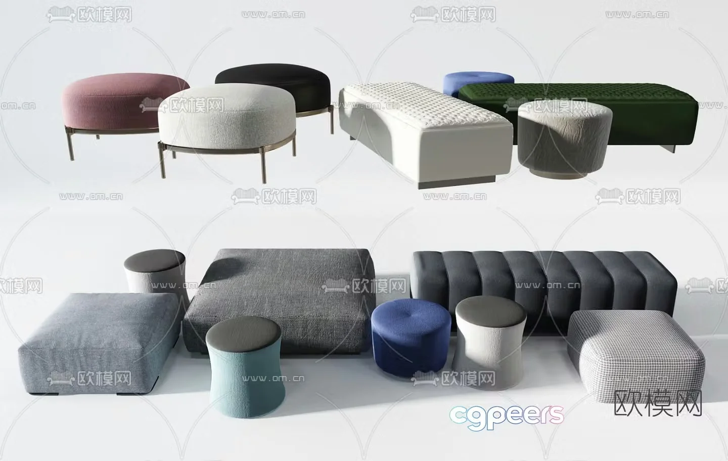 Minotti sofa stool footrest 3d model