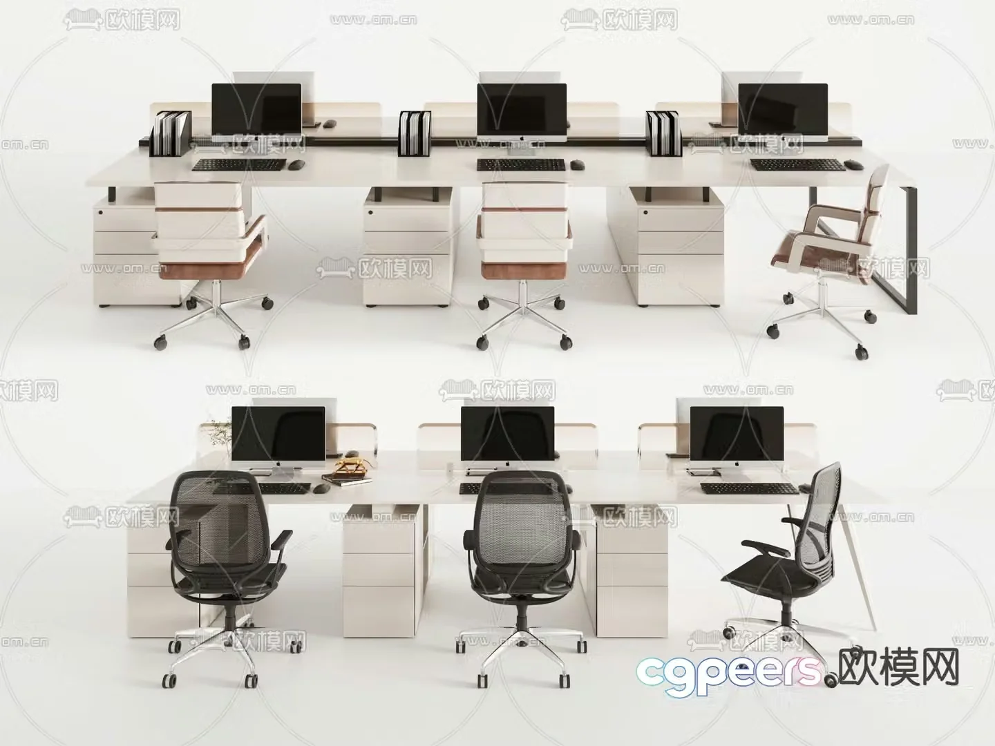 Card desk staff desk workstation 3D model