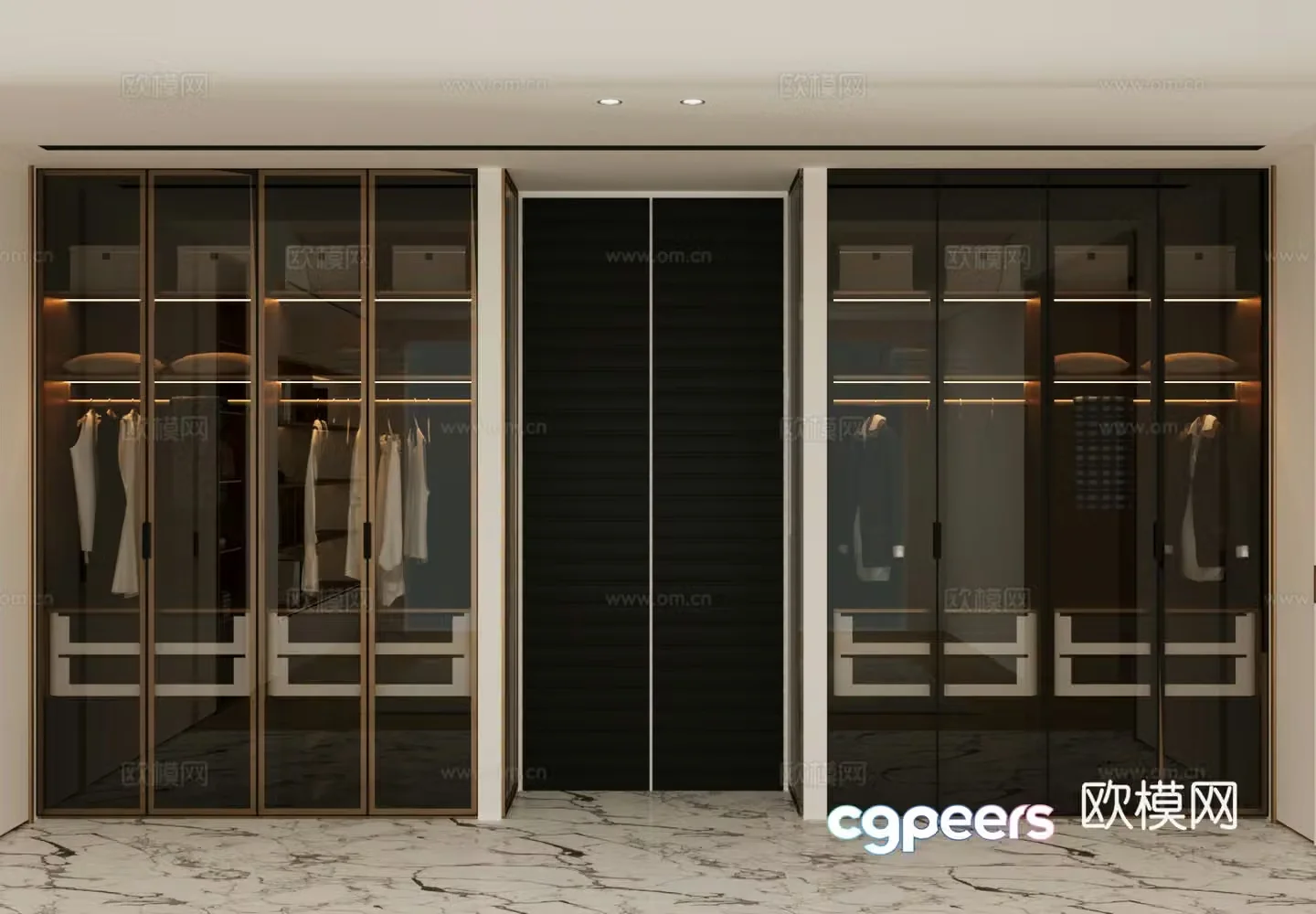 Modern wardrobe glass wardrobe finished wardrobe light luxury Italian wardrobe cloakroom wardrobe wardrobe 3d model