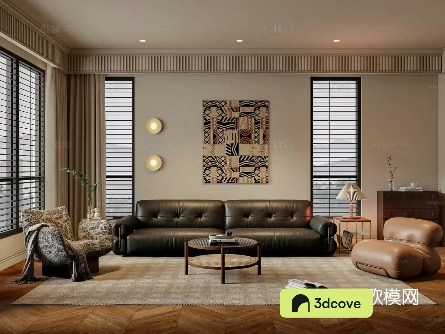 Middle-aged living room 3d model